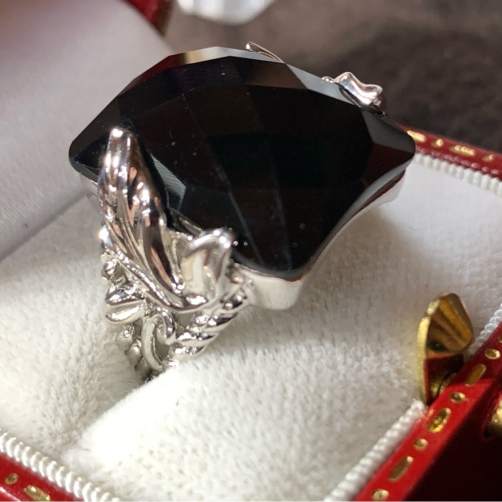 NEW Sterling Silver ONYX LARGE Faceted Cut Twisted Ring Joya Judy Crowell SIZE 8 - Picture 5 of 16
